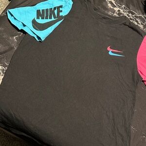 Nike Black Tee with Blue and Pink Accents
